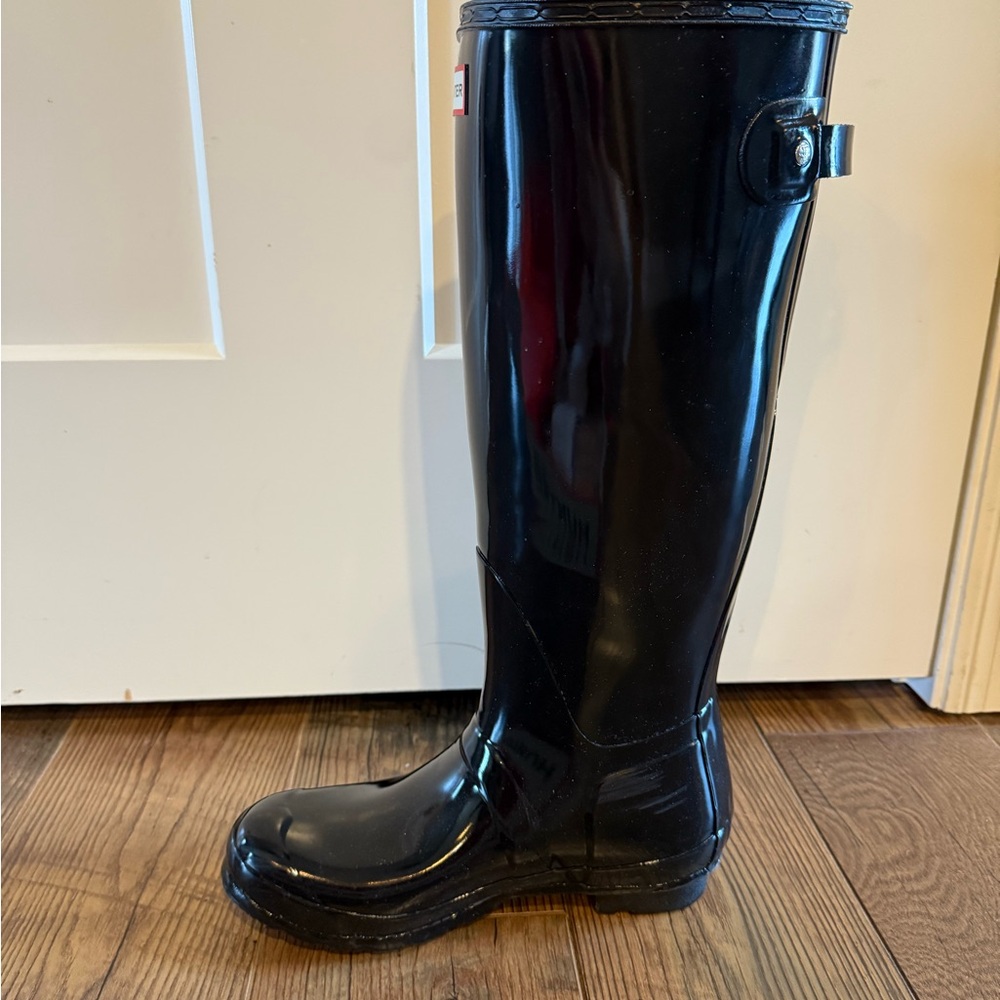 Hunter Black Adjustable Gloss Boots - Picture 4 of 7